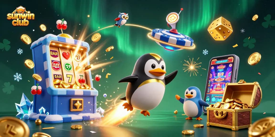 Experience thrilling gaming excitement at Sunwin Club with vibrant casino scenes packed with treasures.