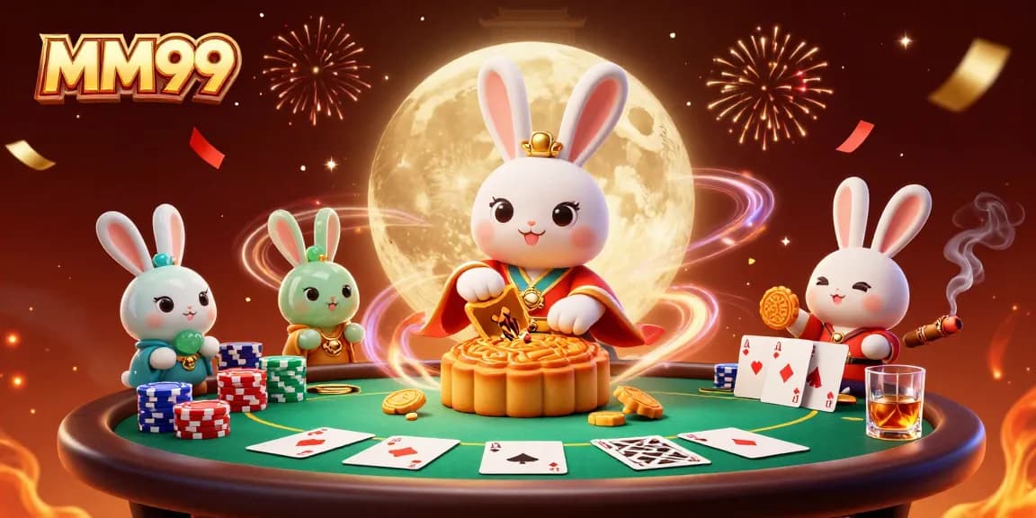 Spin to win with MM99 in a vibrant casino scene celebrating poker and luck.
