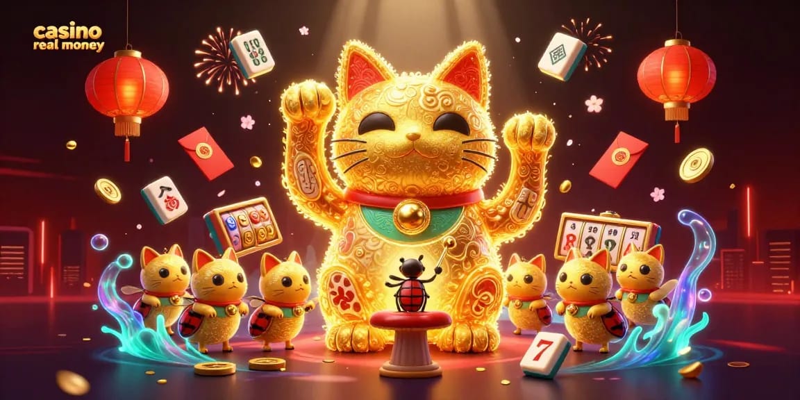 Experience the excitement of casino real money gameplay with lively symbols and vibrant decor.