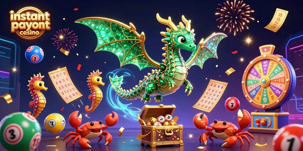 Experience the excitement of instant payout casino action with vibrant 3D characters and elements.