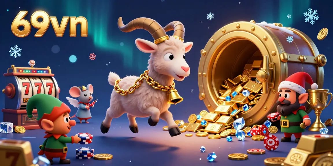 Join the holiday-horror action at 69vn's casino featuring festive characters and sparkling treasures.