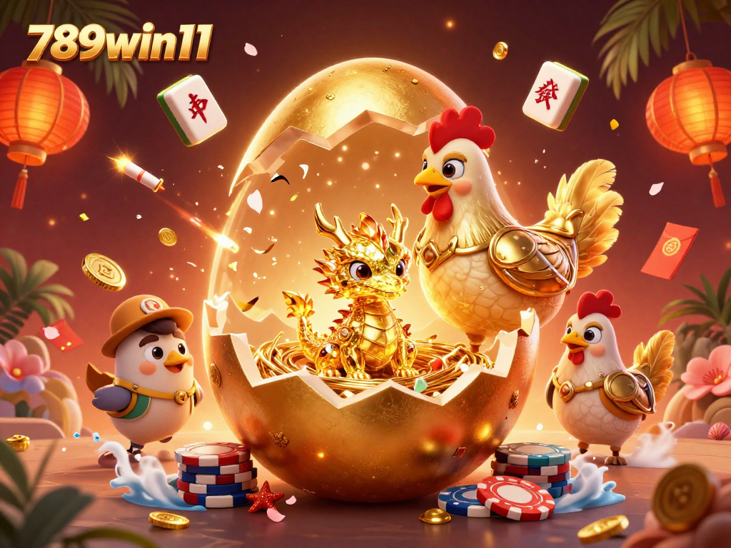 Experience the thrill at 789win11, showcasing a golden dragon and poker chips in a vibrant setting.