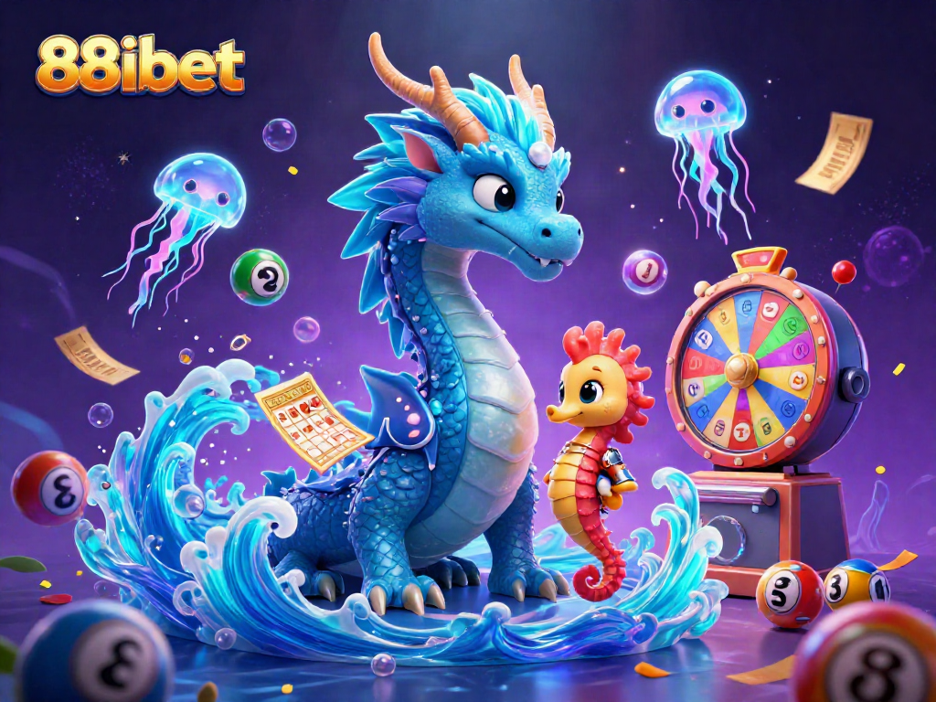 Experience thrilling gameplay with 88ibet's vibrant casino elements featuring a dragon and knight under glowing jellyfish.