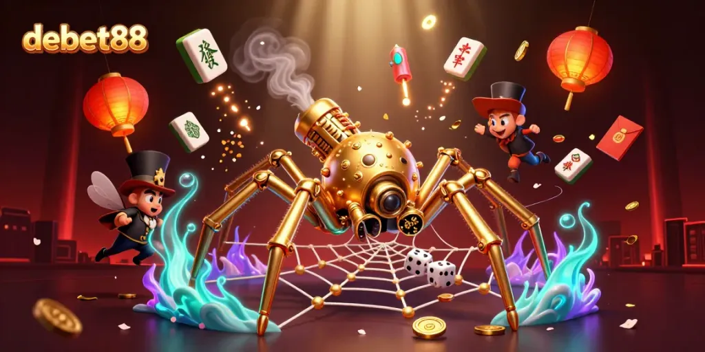 Engage with debet88's thrilling casino experience featuring vibrant characters and game elements.