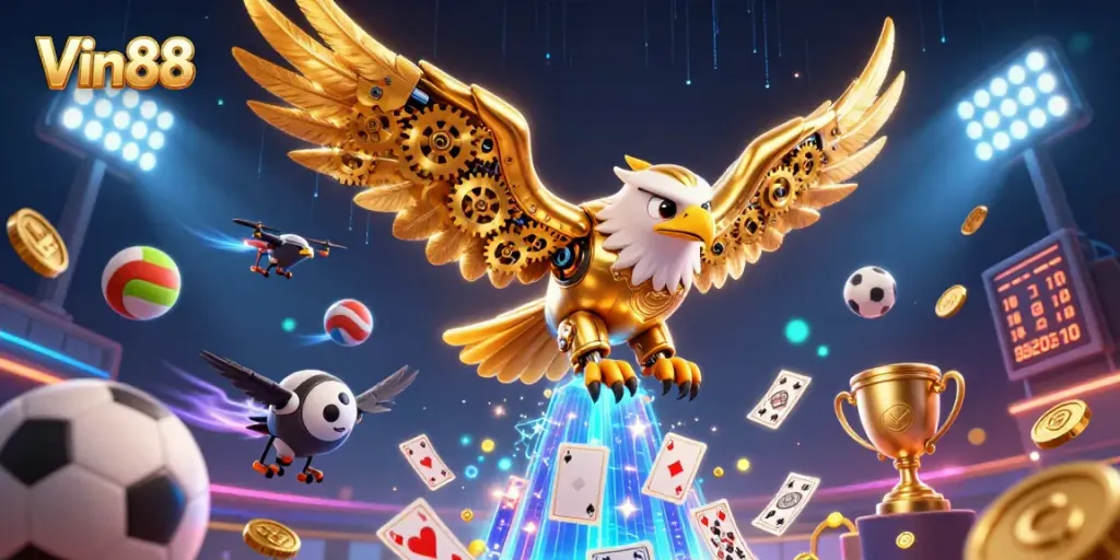 Experience Vin88's dynamic sports betting excitement with immersive 3D visuals and engaging elements